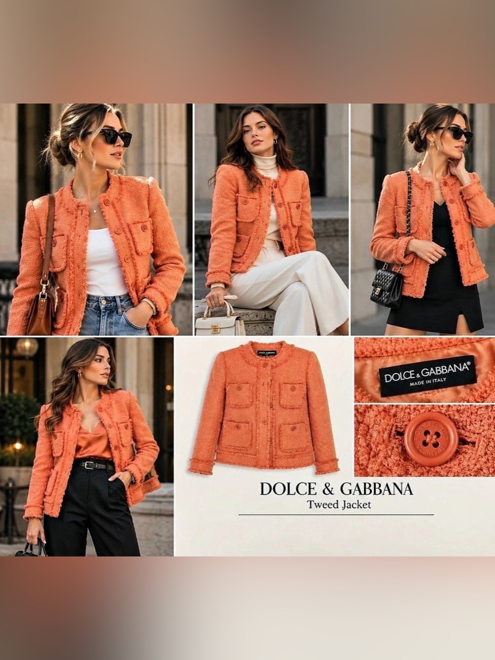 Dolce & Gabbana Pink Tweed Fringe Jacket